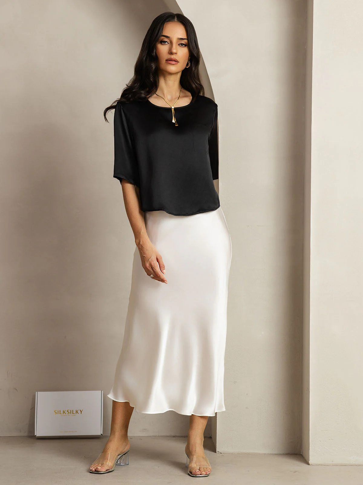 Zuivere Zijde Casual Halve Mouw Dames T-Shirt - Image 13