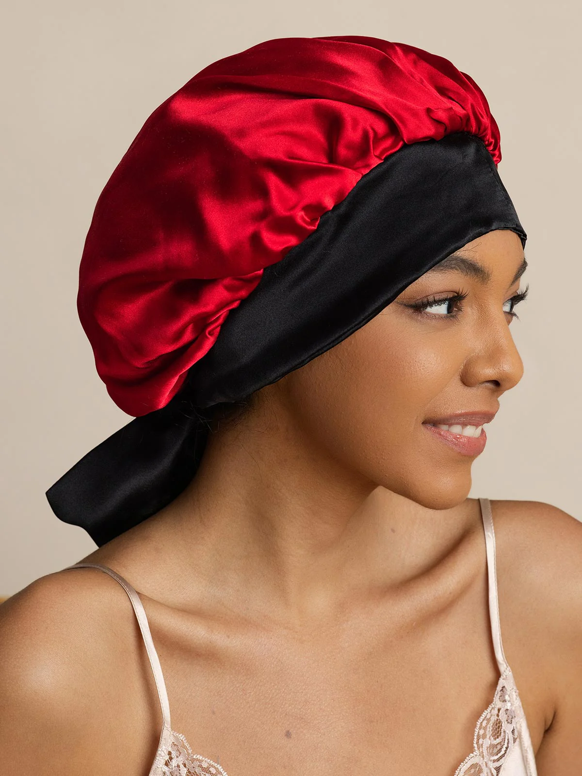 Pure Zijde Casual Slaapmuts met Lange Linten(Twee-kleurig en dubbelzijdig) - Image 29