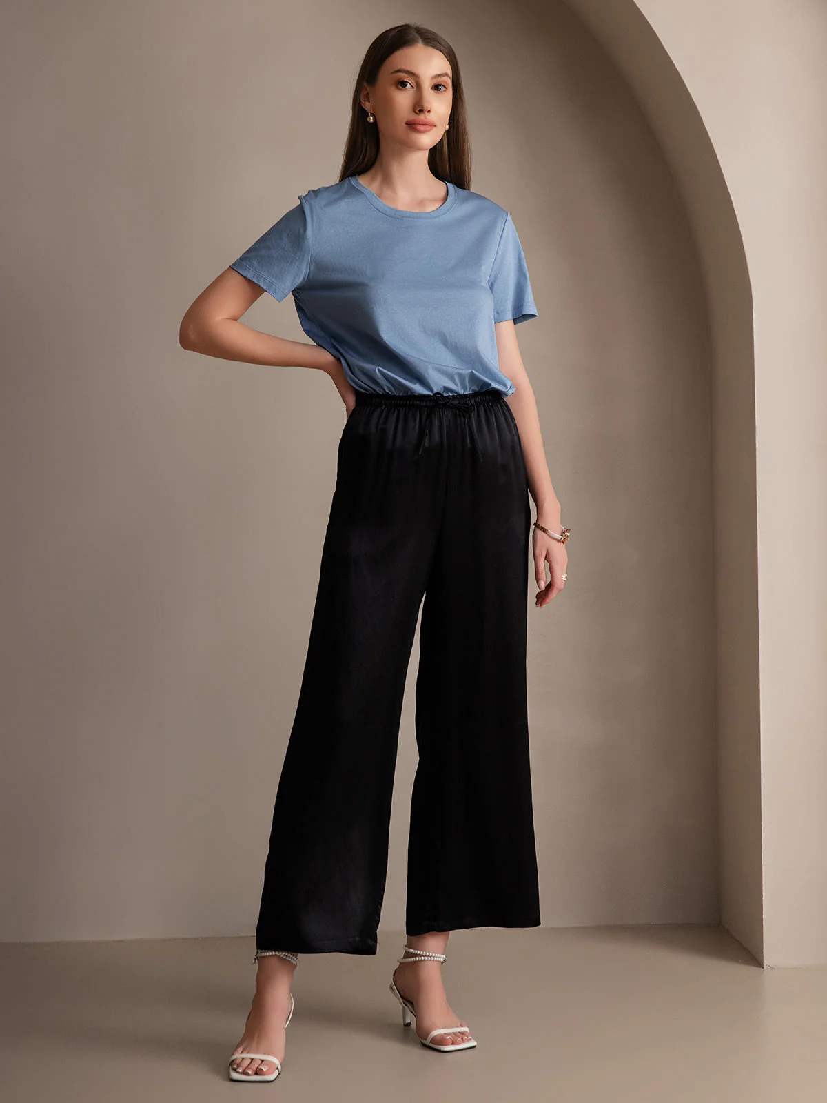 Pure Zijde Ontspannen Elastische Taille Broek - Image 11