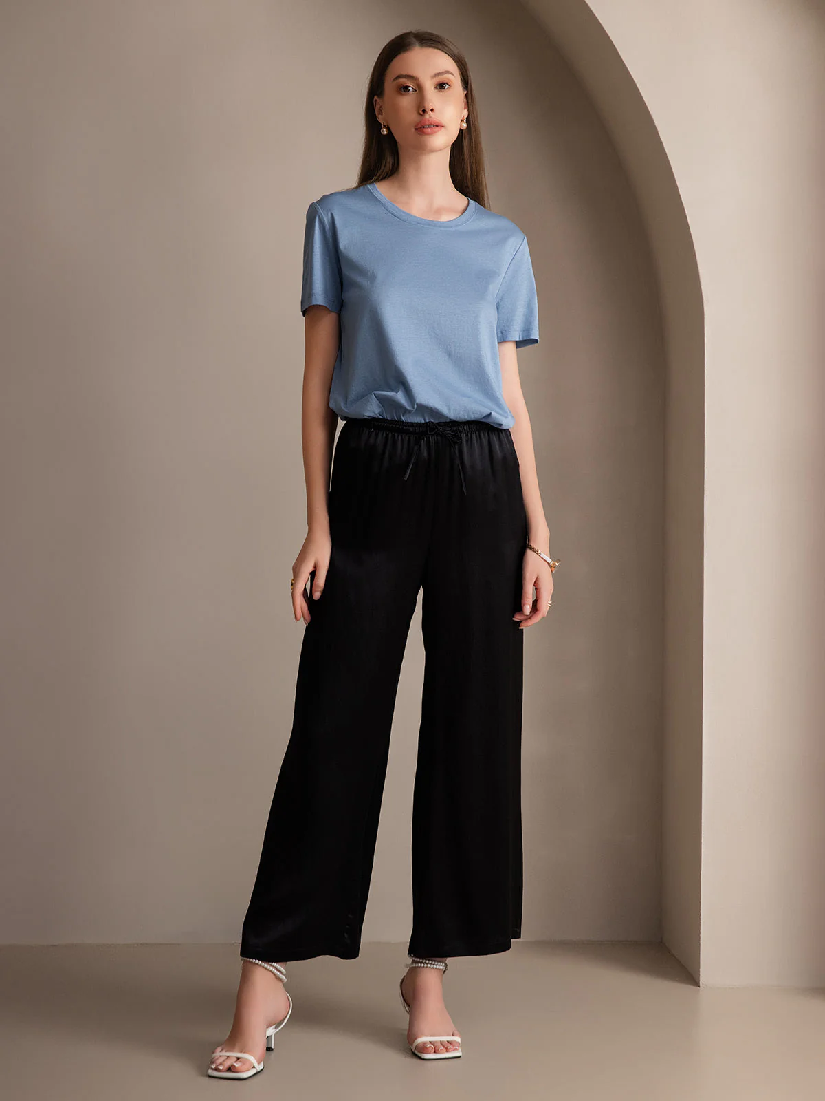 Pure Zijde Ontspannen Elastische Taille Broek - Image 12