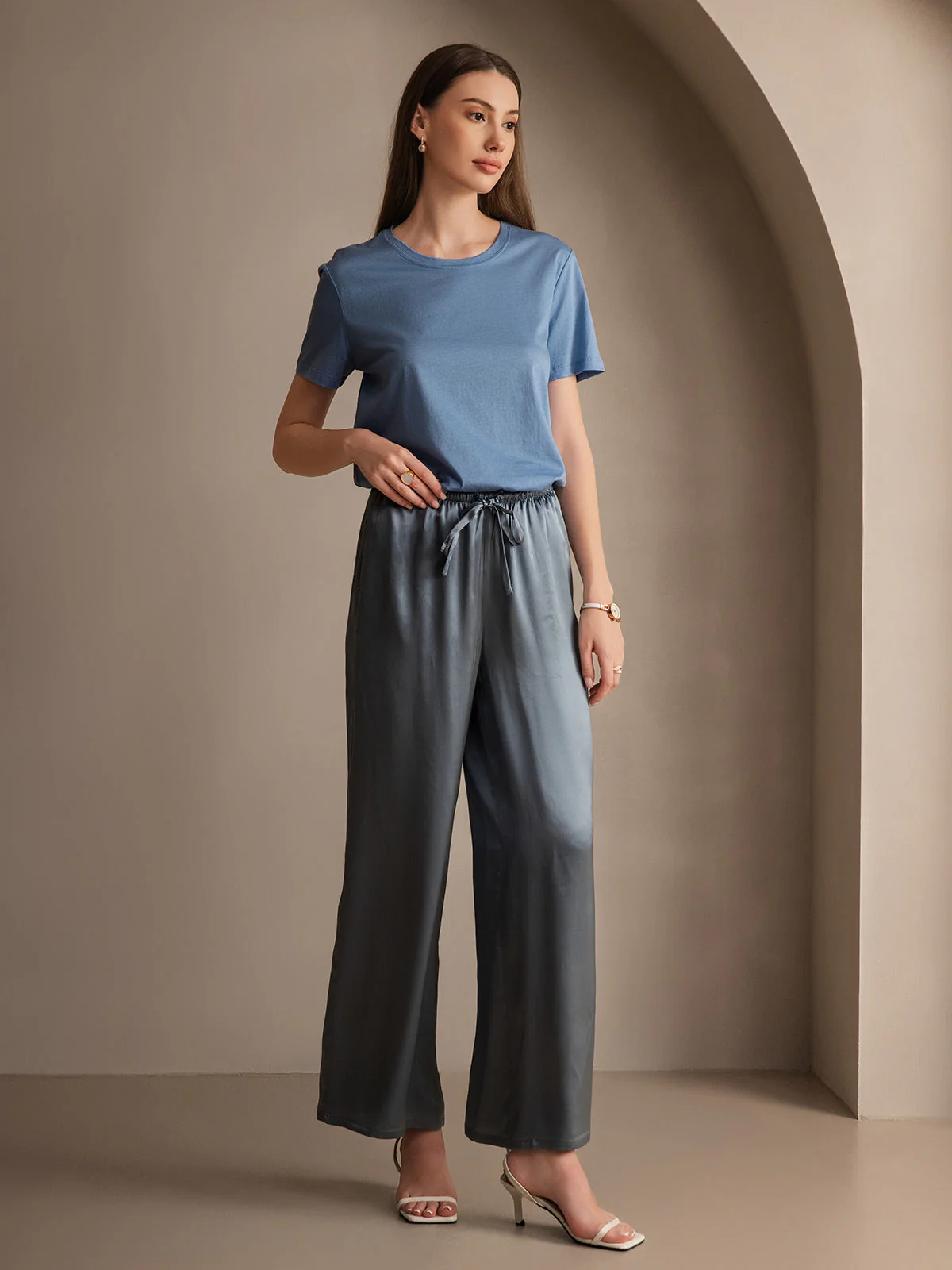 Pure Zijde Ontspannen Elastische Taille Broek - Image 33