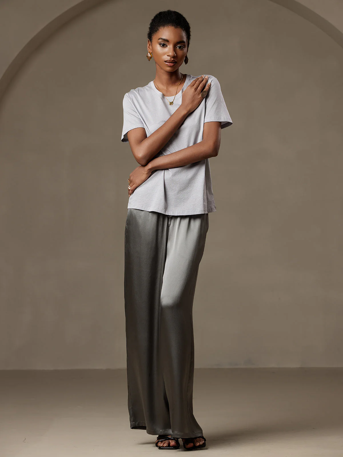Pure Zijde Ontspannen Elastische Taille Broek - Image 5