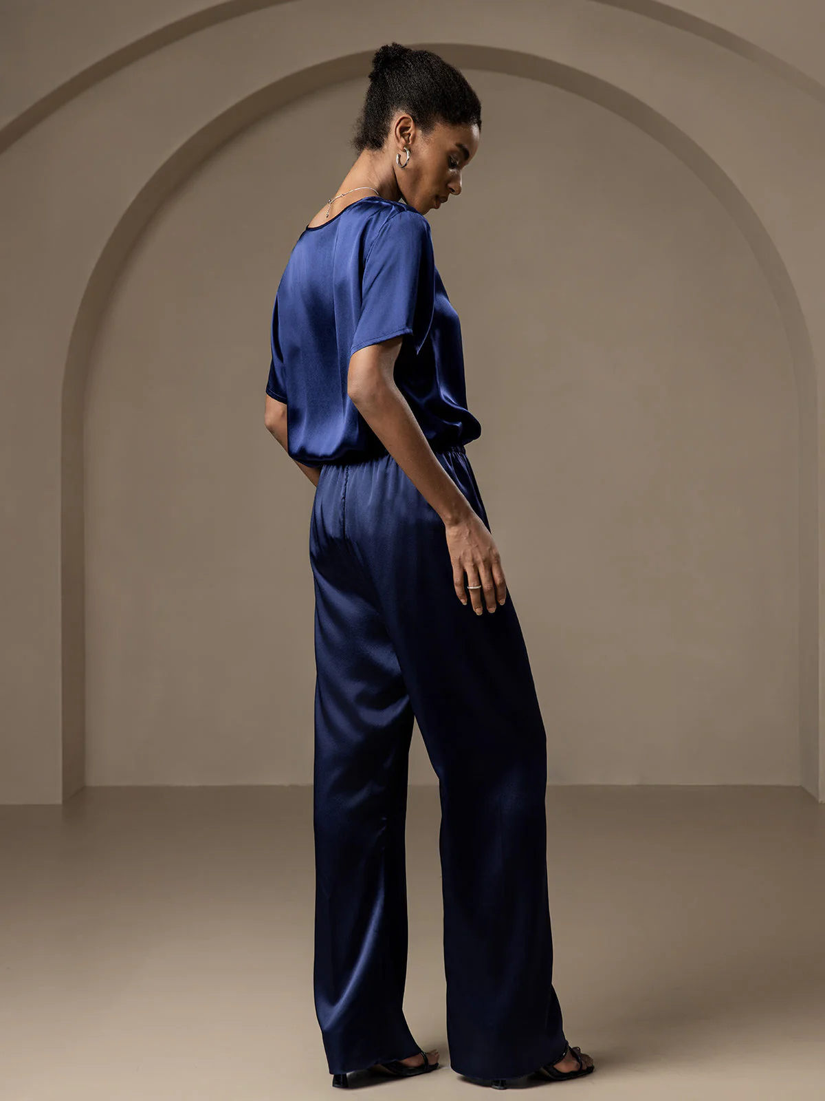 Pure Zijde Ontspannen Elastische Taille Broek - Image 59