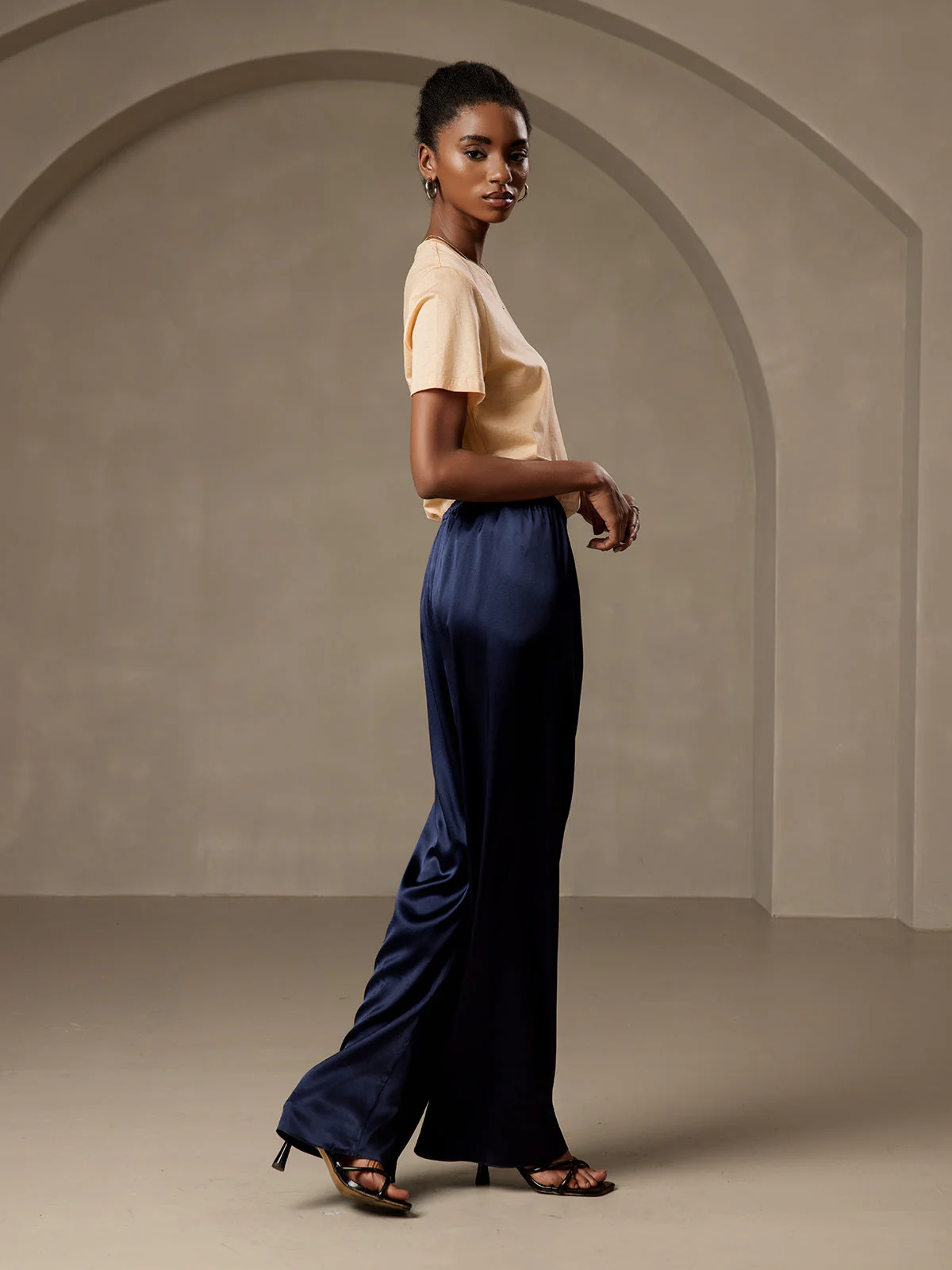 Pure Zijde Ontspannen Elastische Taille Broek - Image 62