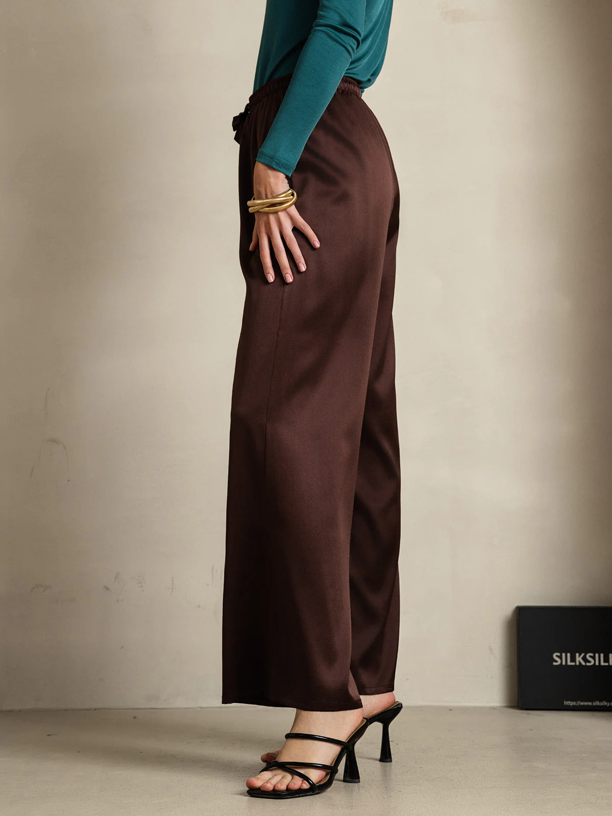 Pure Zijde Ontspannen Elastische Taille Broek - Image 68