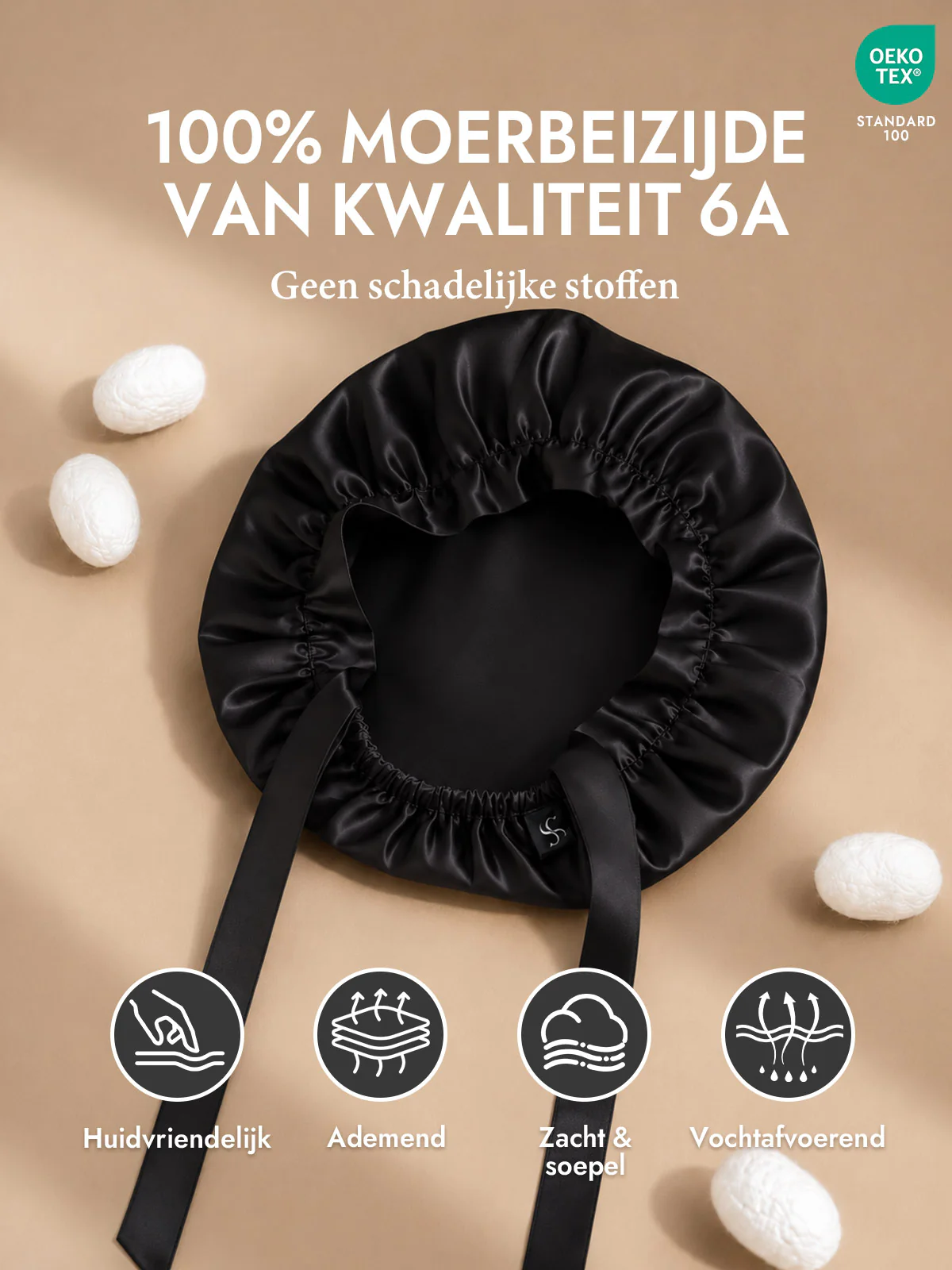 Slaapmuts van 100% Moerbeizijde met Linten - Image 8