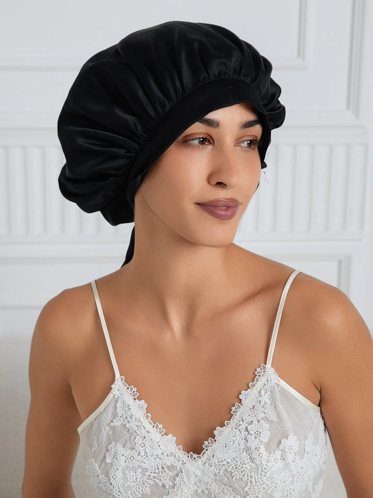 Elegante slaapmuts van pure zijde met lange linten - Image 19
