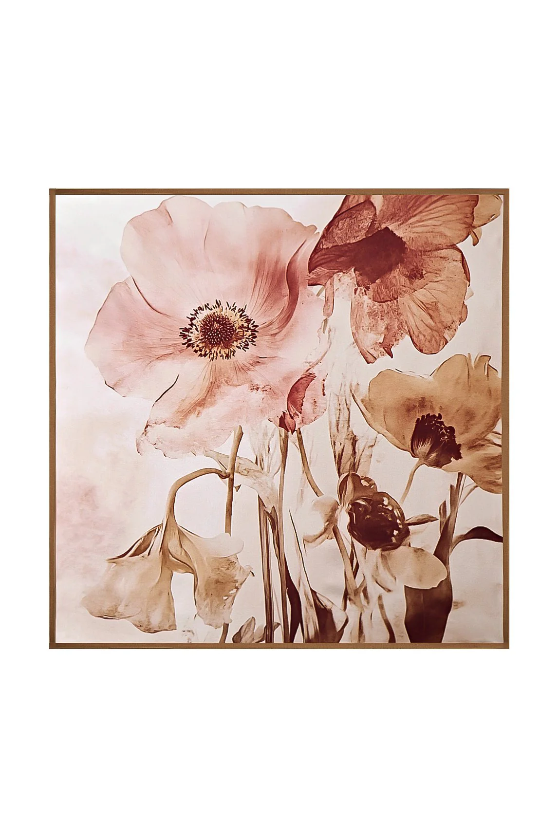 Pure Silk Bloem Motief Vierkante Sjaal met Gouden Rand 53*53 cm
