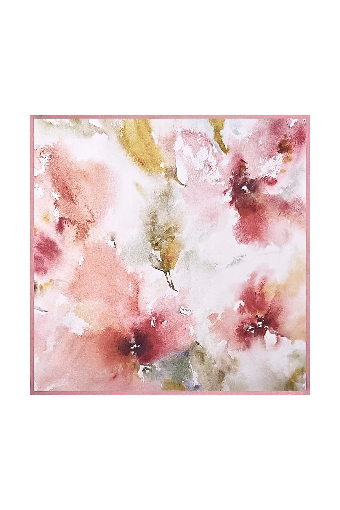 Pure Zijde Bloemen Vierkante Sjaal met Roze Rand 53*53 cm