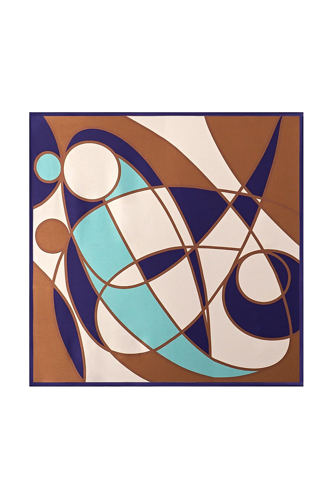 Pure Zijde Geometrisch Patroon Vierkante Sjaal - Maat 53x53cm