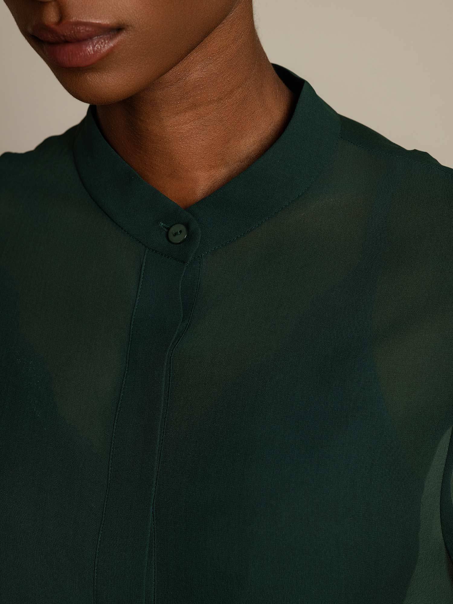 Pure Zijde Lange Mouw Split Doorzichtige Blouse - Image 13