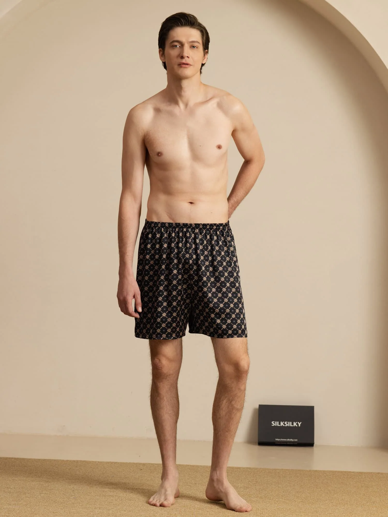 Pure Silk Marine Ketting Print Elastische Taille Nachtshorts - Image 13