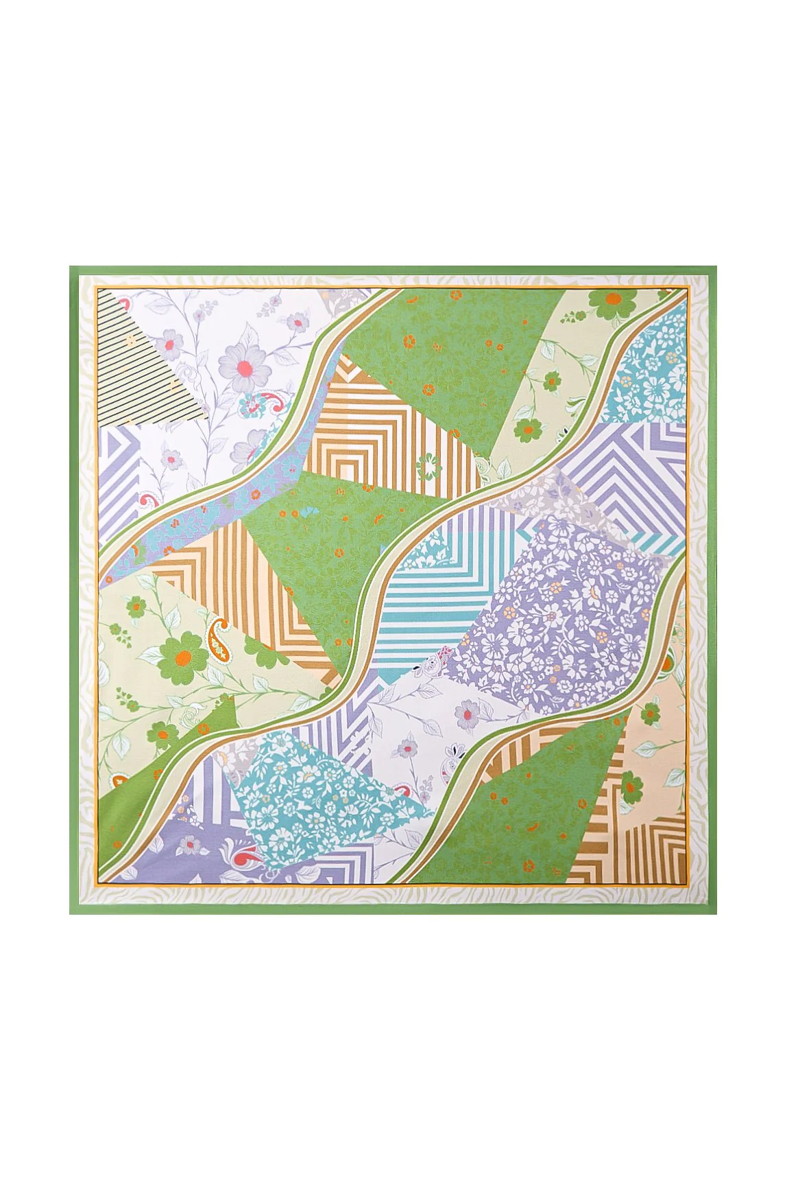 Pure Silk Pattern Stitching Square Scarf - Maat 53x53cm