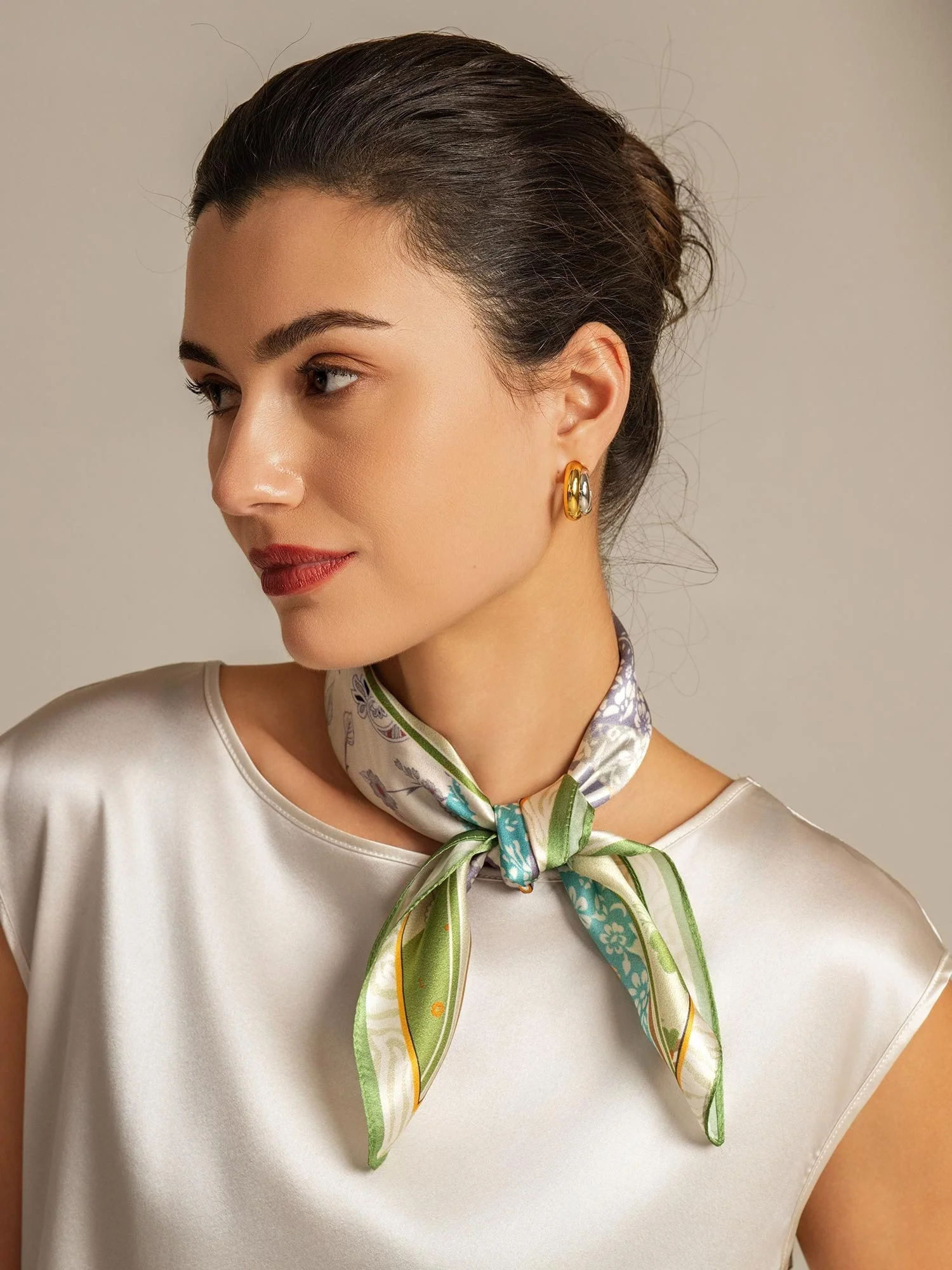 Pure Silk Pattern Stitching Square Scarf - Maat 53x53cm - Image 2