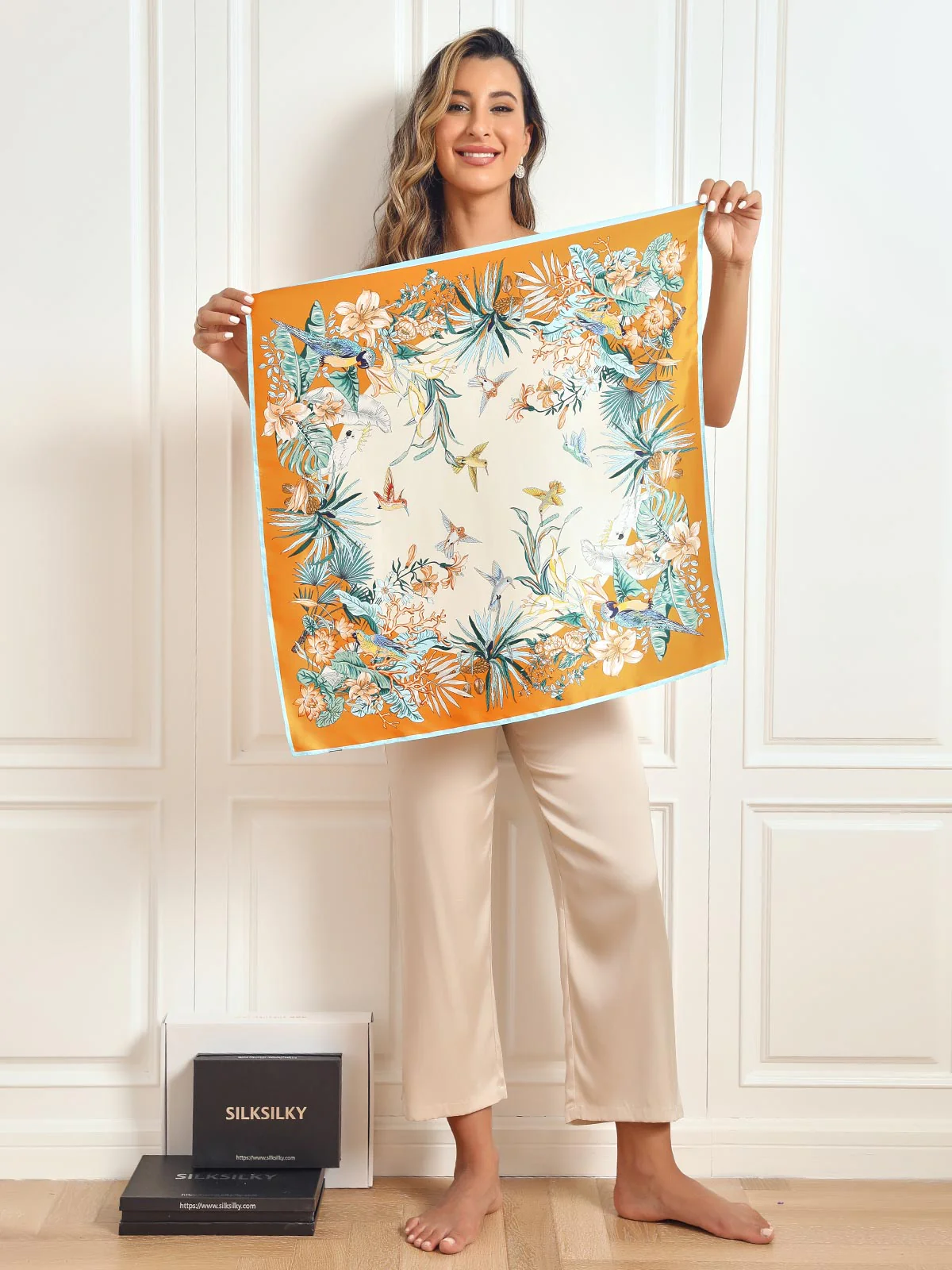 Zijde bedrukte vierkante sjaal hoofddoek 70x70cm/27.6 - Image 7