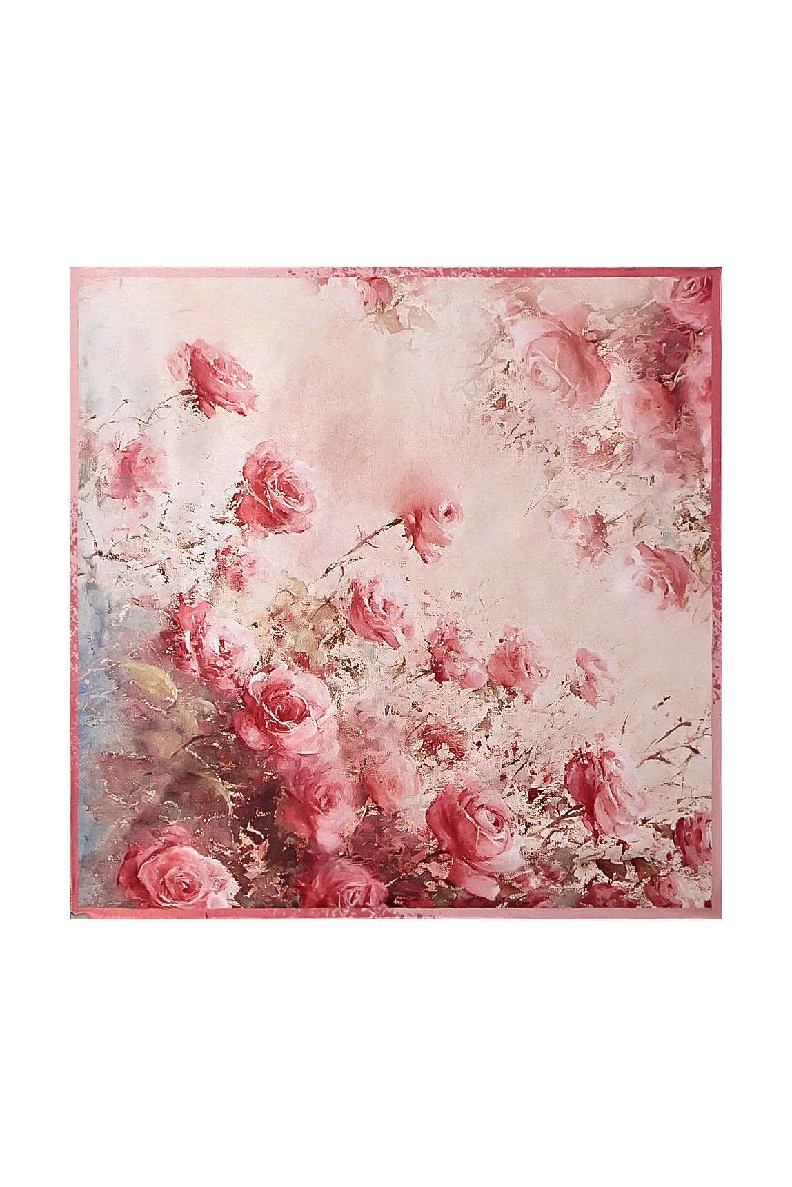 Pure Zijde Rozenpatroon Vierkante Sjaal - Maat 53x53cm