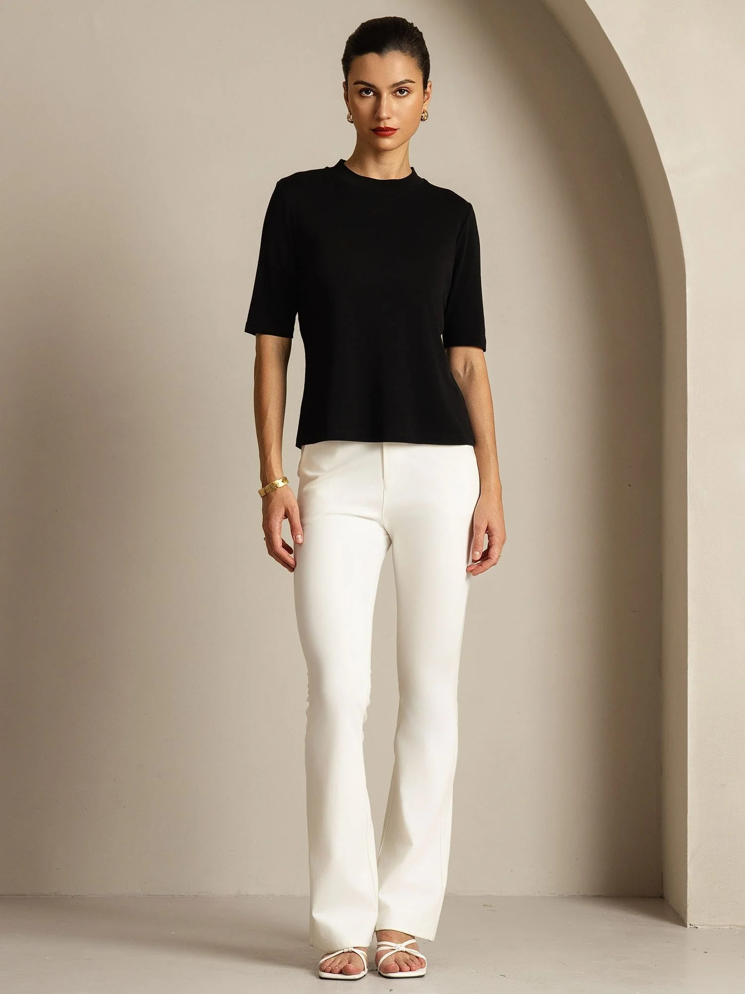 Dames T-Shirt Van Pure Zijde Met Halve Mouwen En Ronde Hals - Image 12