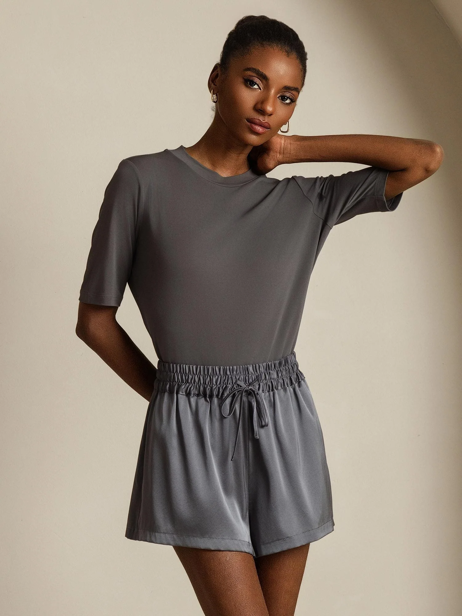Dames T-Shirt Van Pure Zijde Met Halve Mouwen En Ronde Hals - Image 26