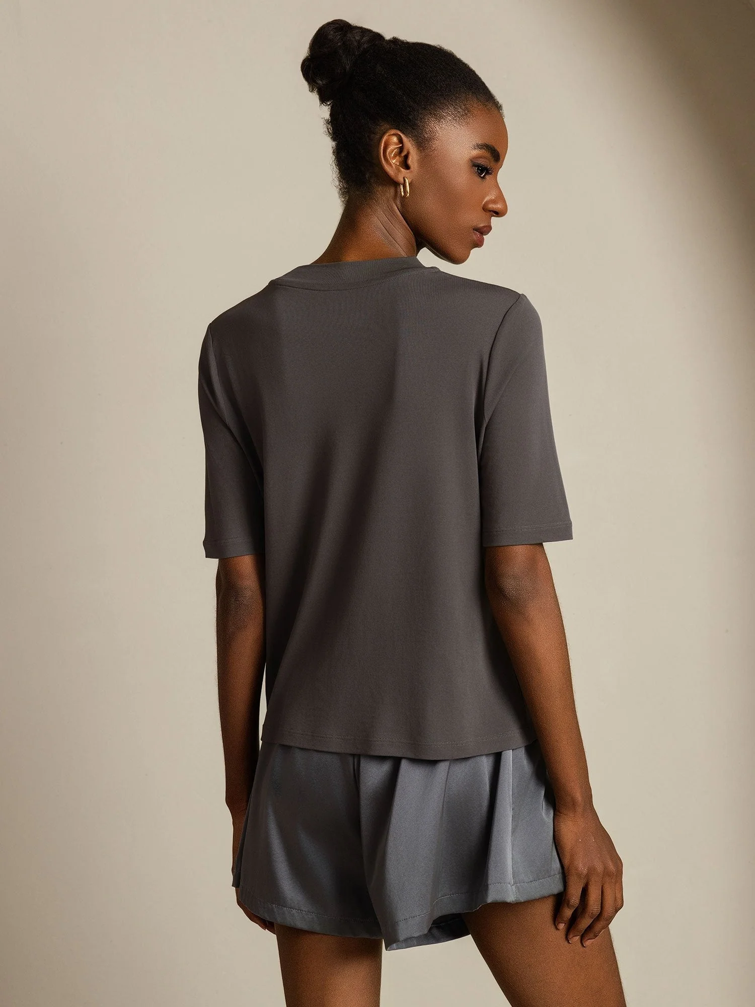Dames T-Shirt Van Pure Zijde Met Halve Mouwen En Ronde Hals - Image 27