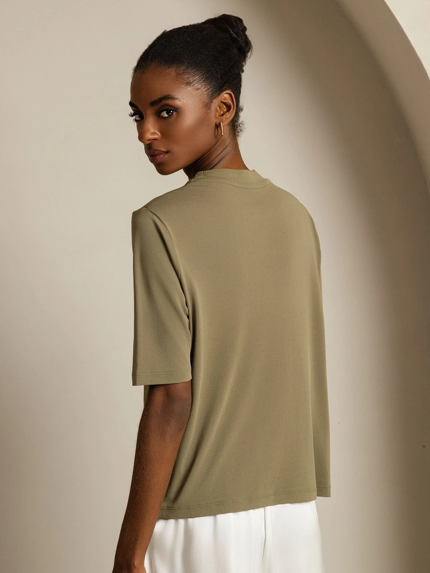 Dames T-Shirt Van Pure Zijde Met Halve Mouwen En Ronde Hals - Image 36