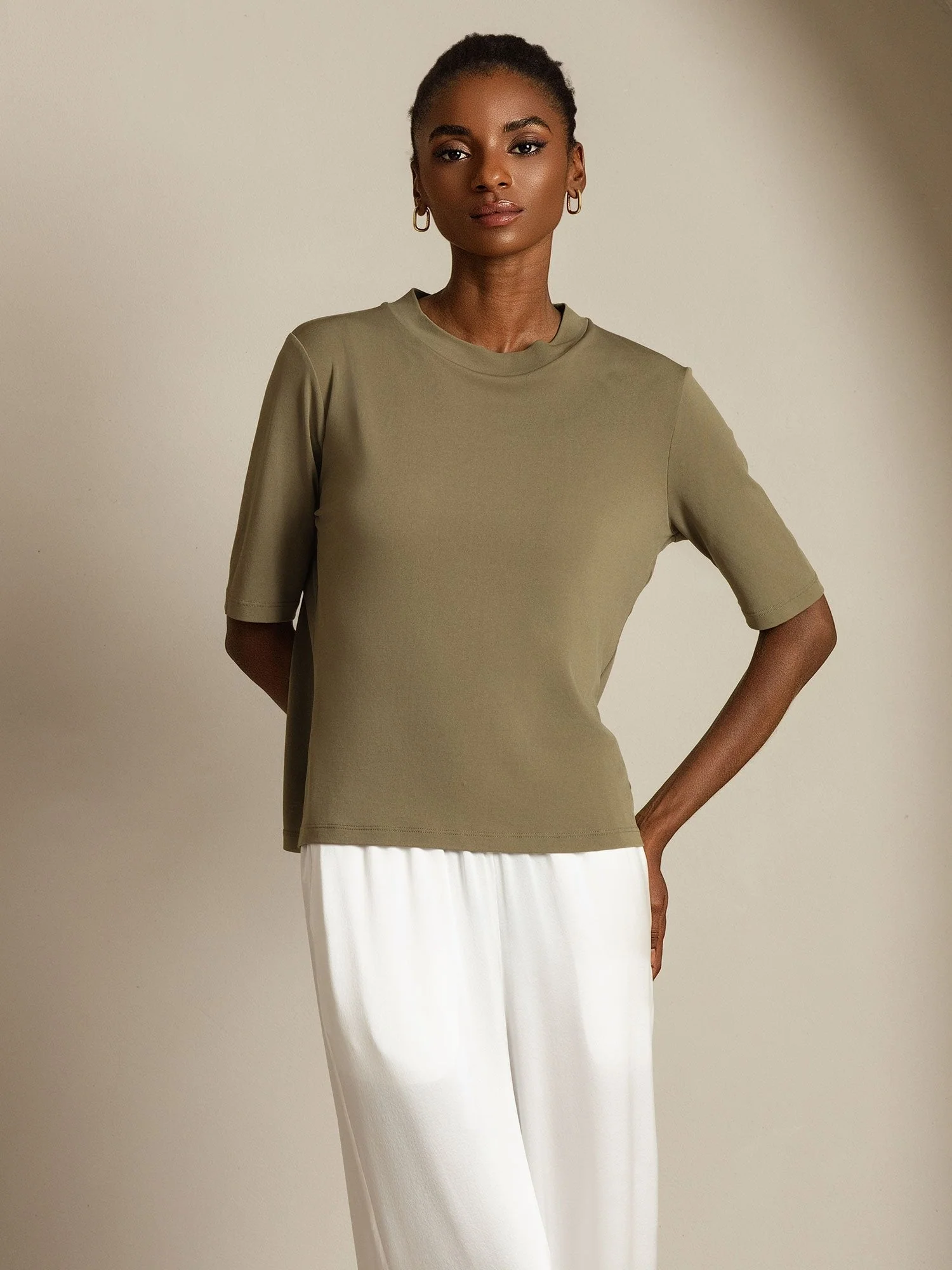 Dames T-Shirt Van Pure Zijde Met Halve Mouwen En Ronde Hals - Image 39
