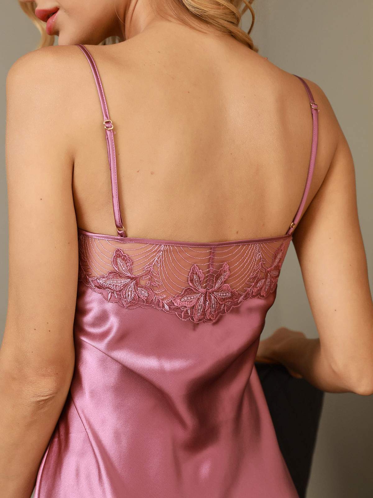 Moerbei Zijde Sexy Lace Neck Cami-Jurkes - Image 3