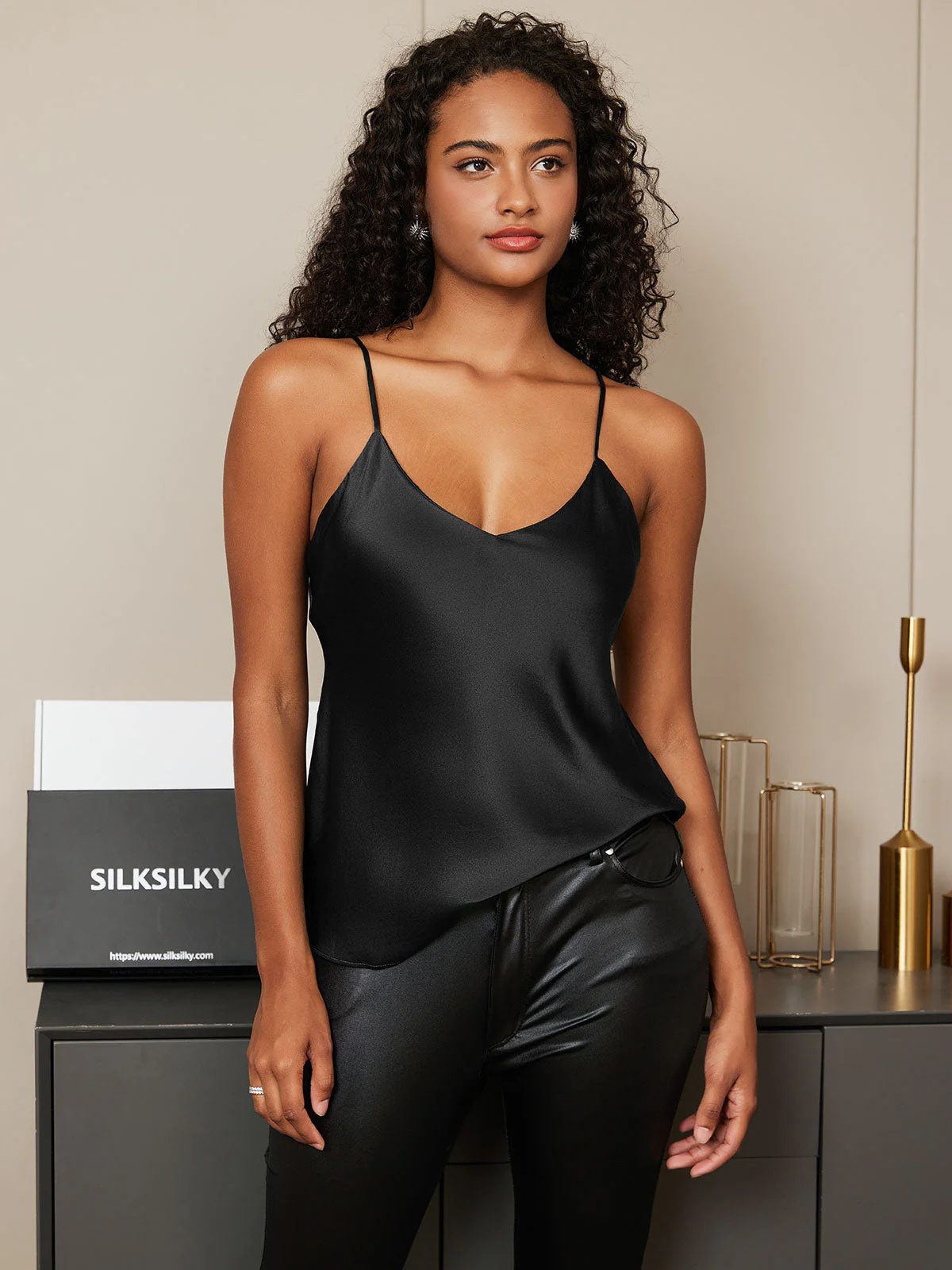 Zuivere Zijde Spaghetti Strap Camisoles - Image 18