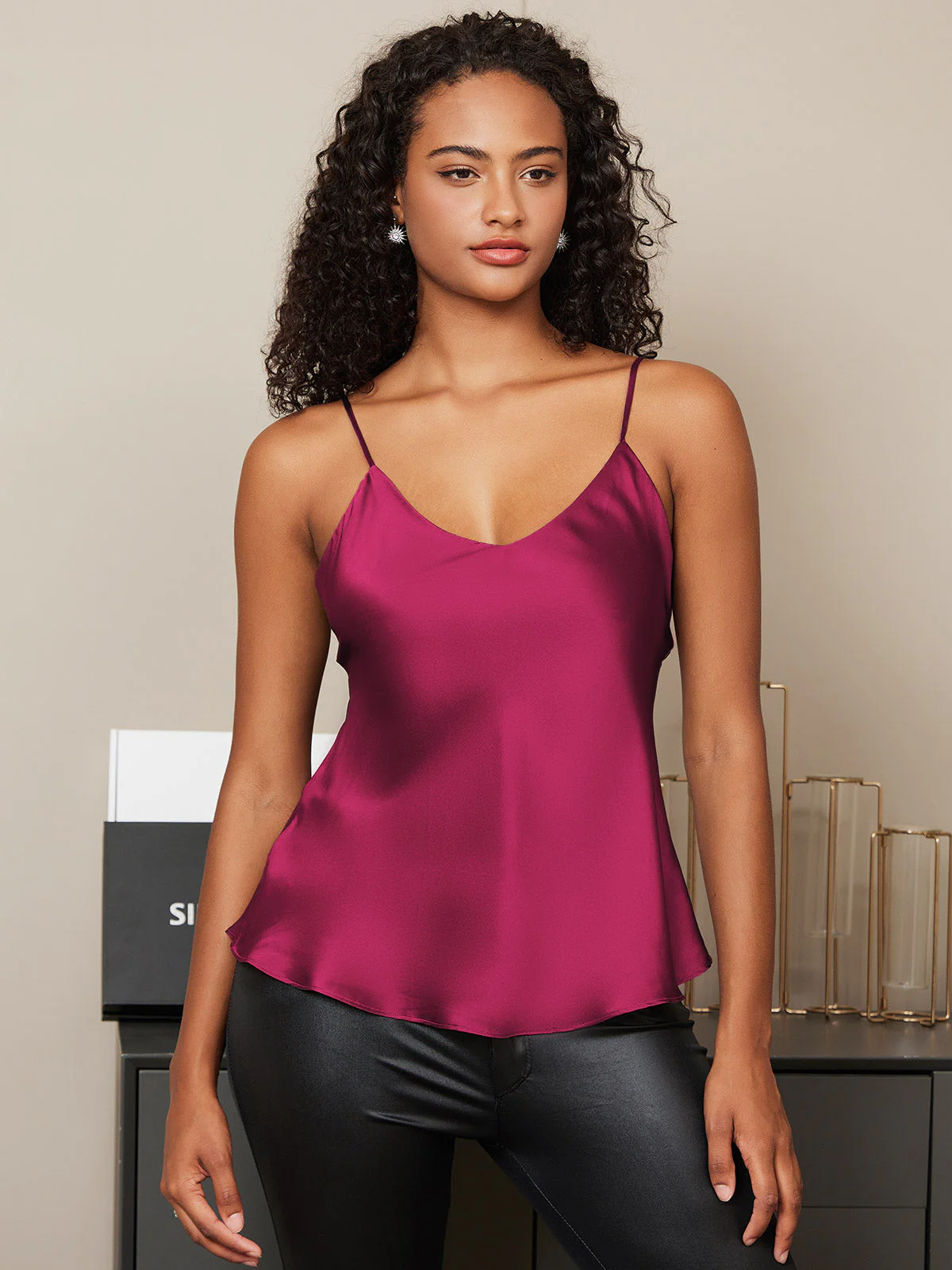 Zuivere Zijde Spaghetti Strap Camisoles - Image 39