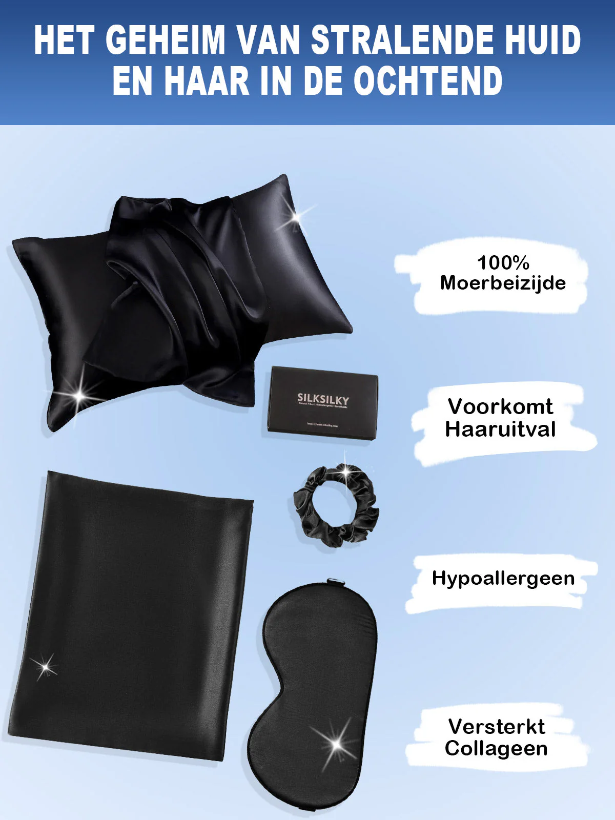 19Momme 3st Set Zijde Huidvriendelijke schoonheidsslaapset (Envelop Kussensloop) - Image 12