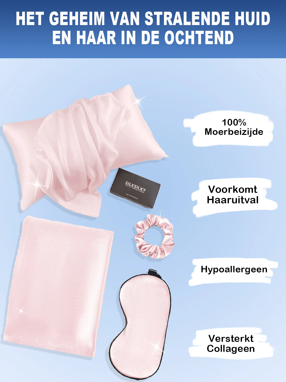 19Momme 3st Set Zijde Huidvriendelijke schoonheidsslaapset (Envelop Kussensloop) - Image 22