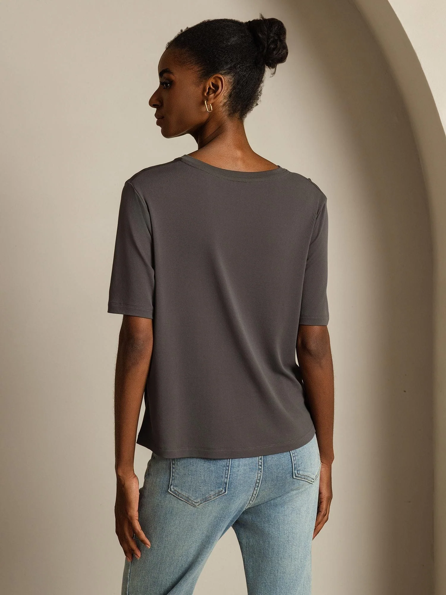 Pure Zijde V-Hals Dames T-shirt - Image 10