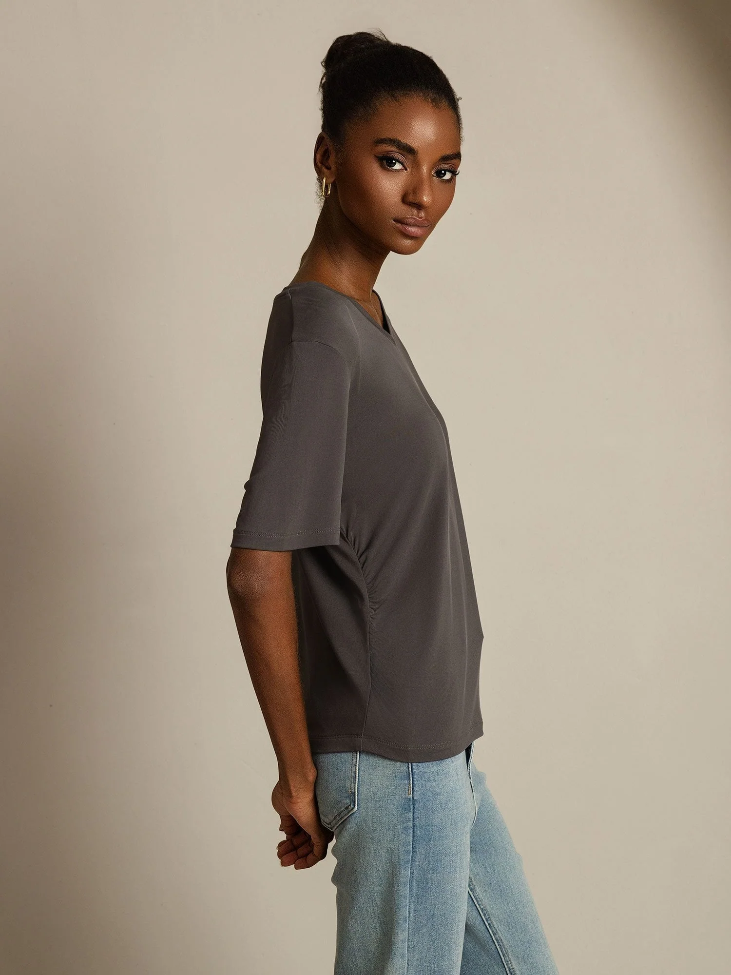 Pure Zijde V-Hals Dames T-shirt - Image 11