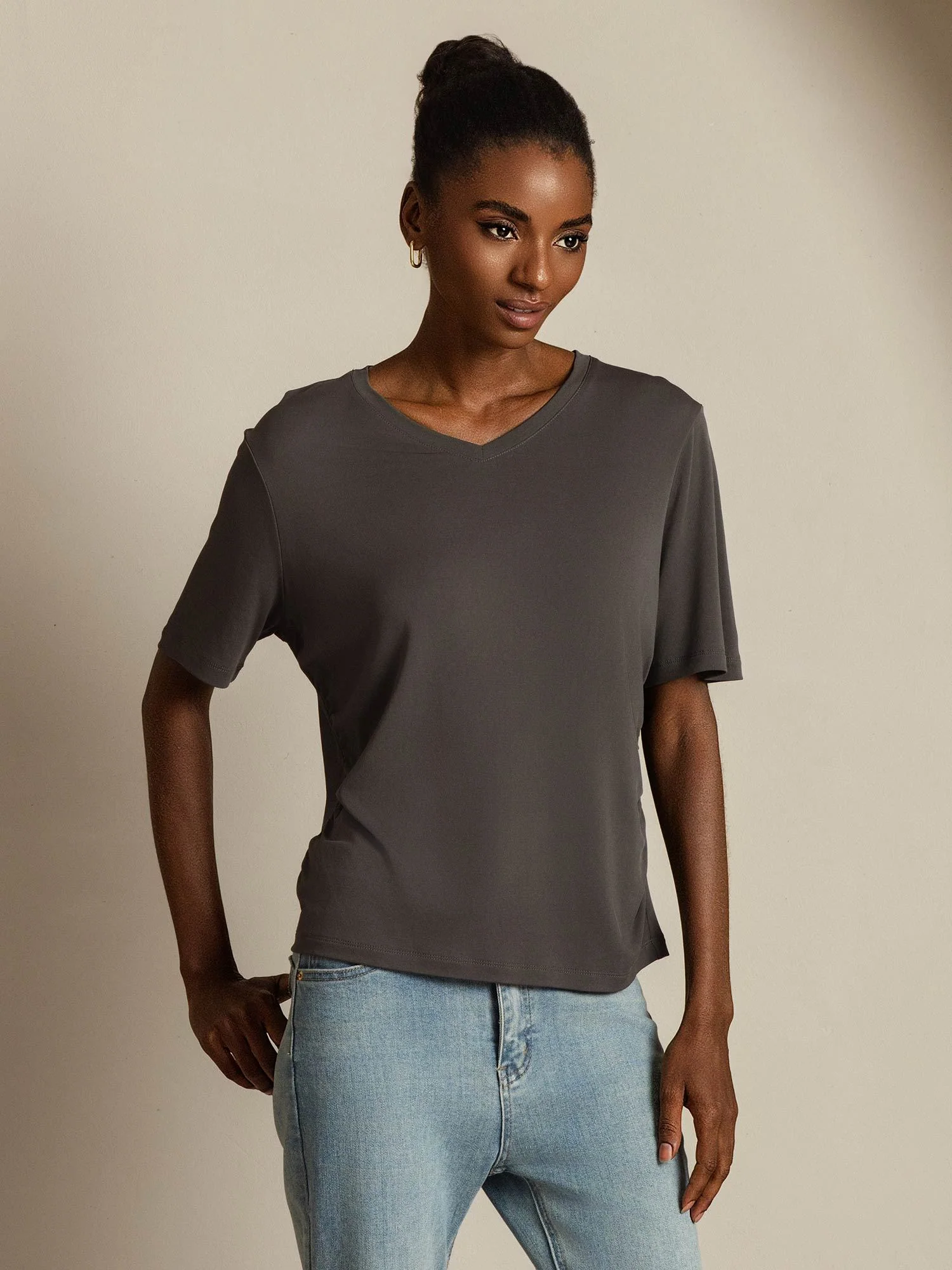 Pure Zijde V-Hals Dames T-shirt - Image 14