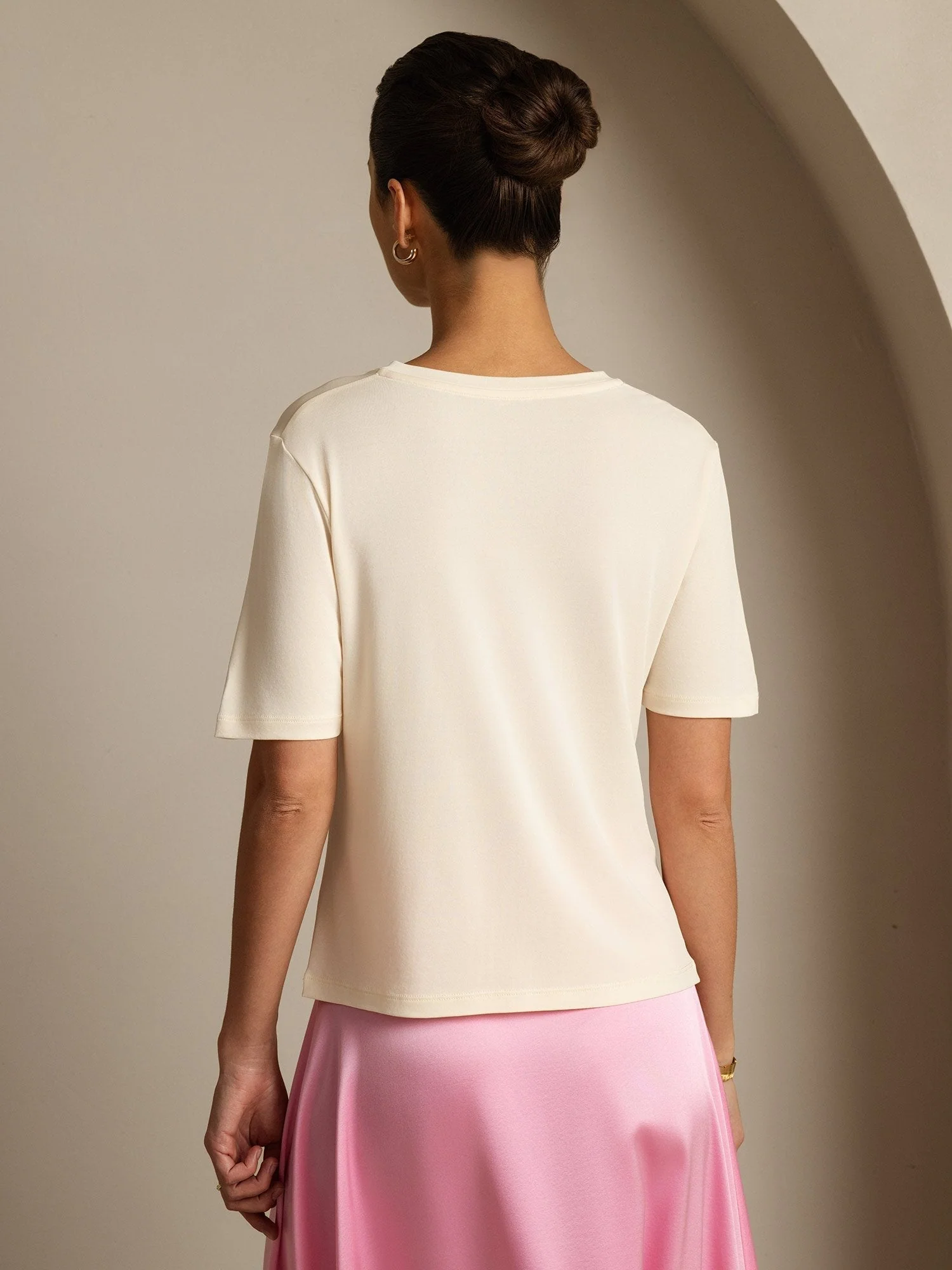 Pure Zijde V-Hals Dames T-shirt - Image 19