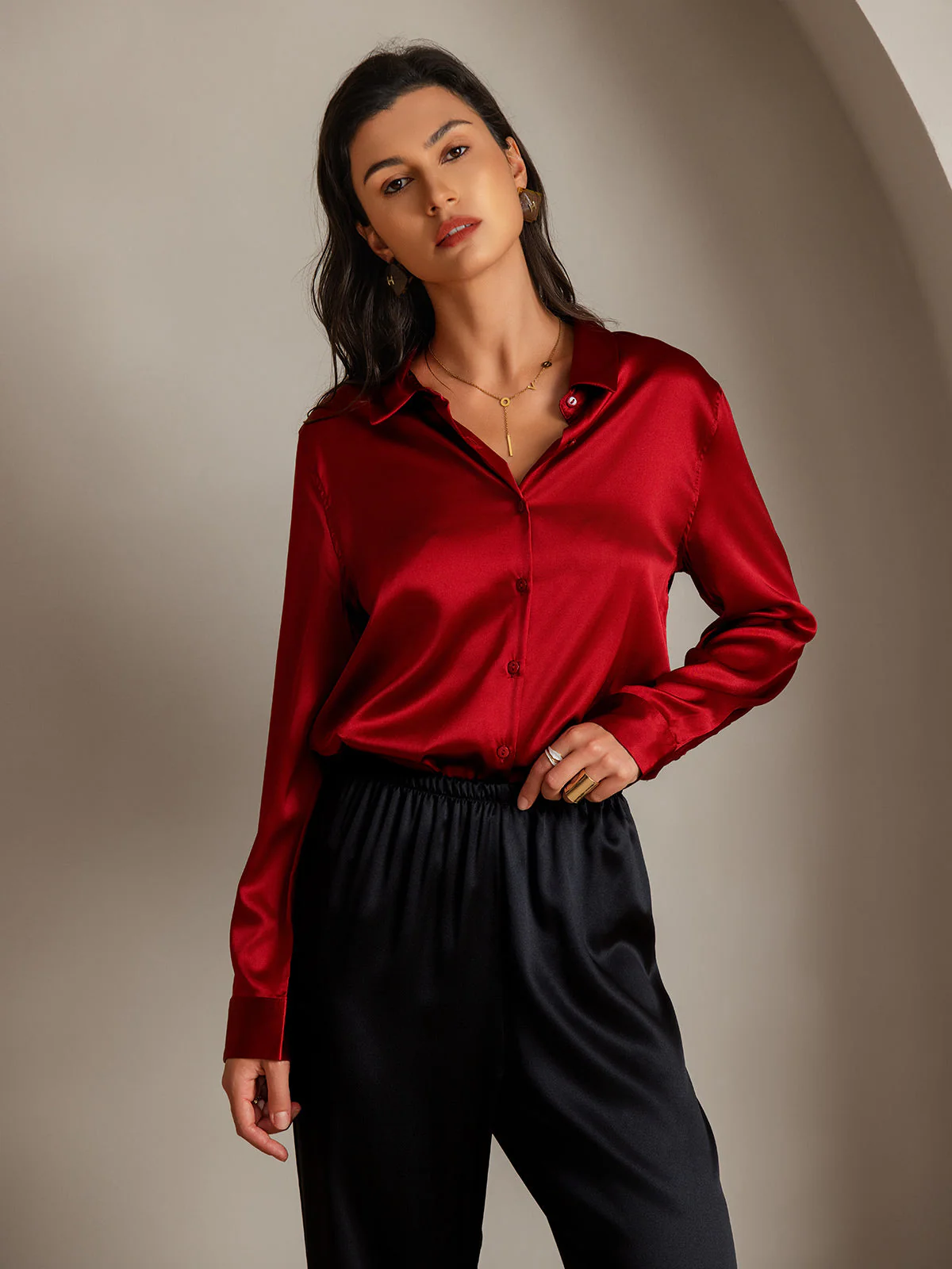 Zijden Basic Military Lapel Shirt - Image 23