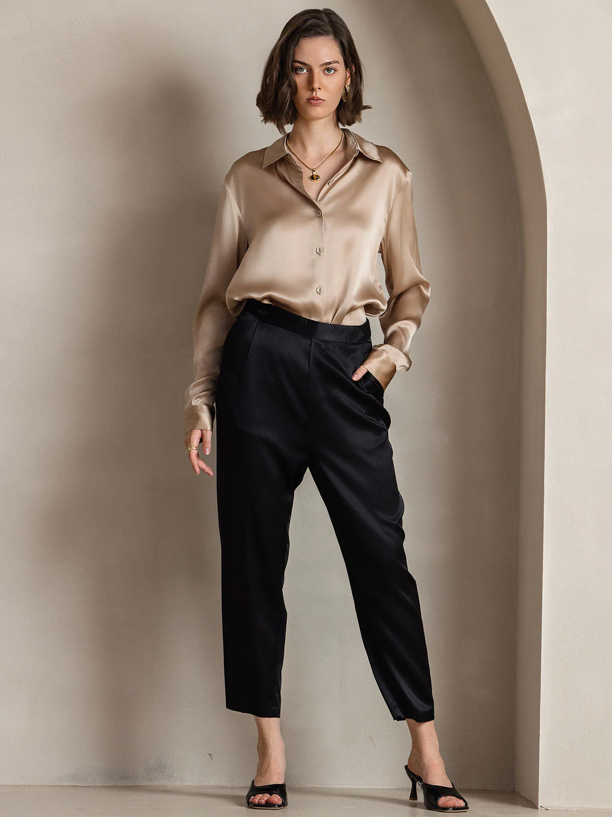 Zijden Basic Military Lapel Shirt - Image 33