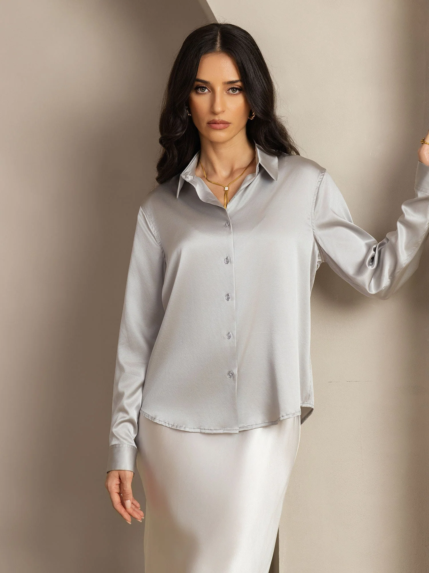Zijden Basic Military Lapel Shirt - Image 83