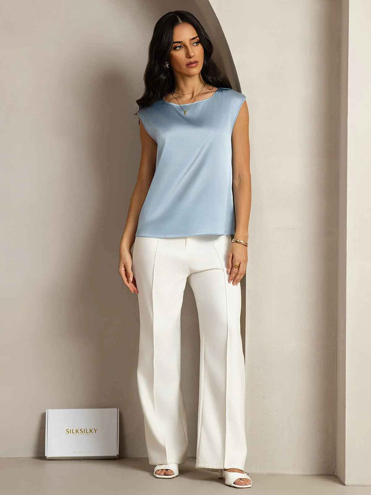 19Momme Zijde Kap Mouw Tanktop - Image 11