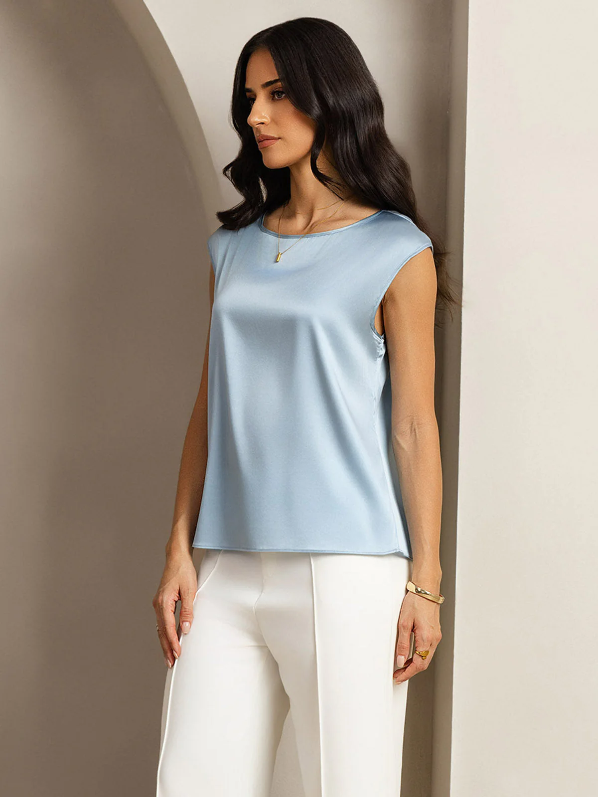 19Momme Zijde Kap Mouw Tanktop - Image 13