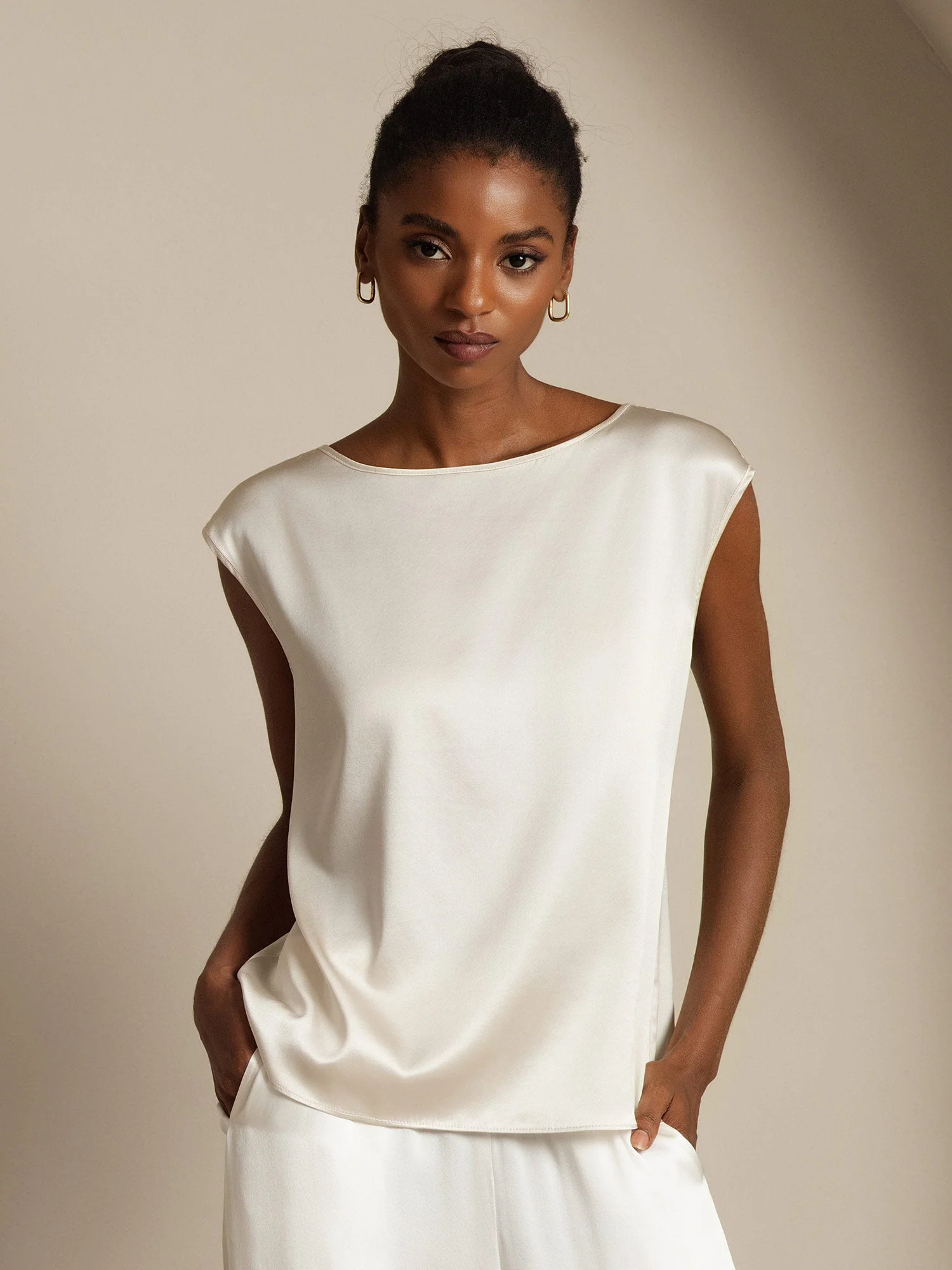 19Momme Zijde Kap Mouw Tanktop - Image 21