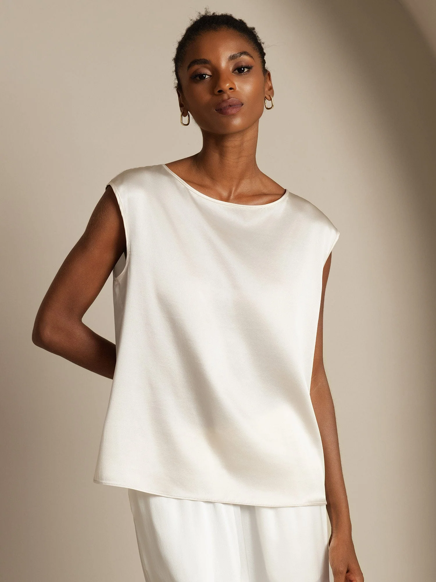 19Momme Zijde Kap Mouw Tanktop - Image 23