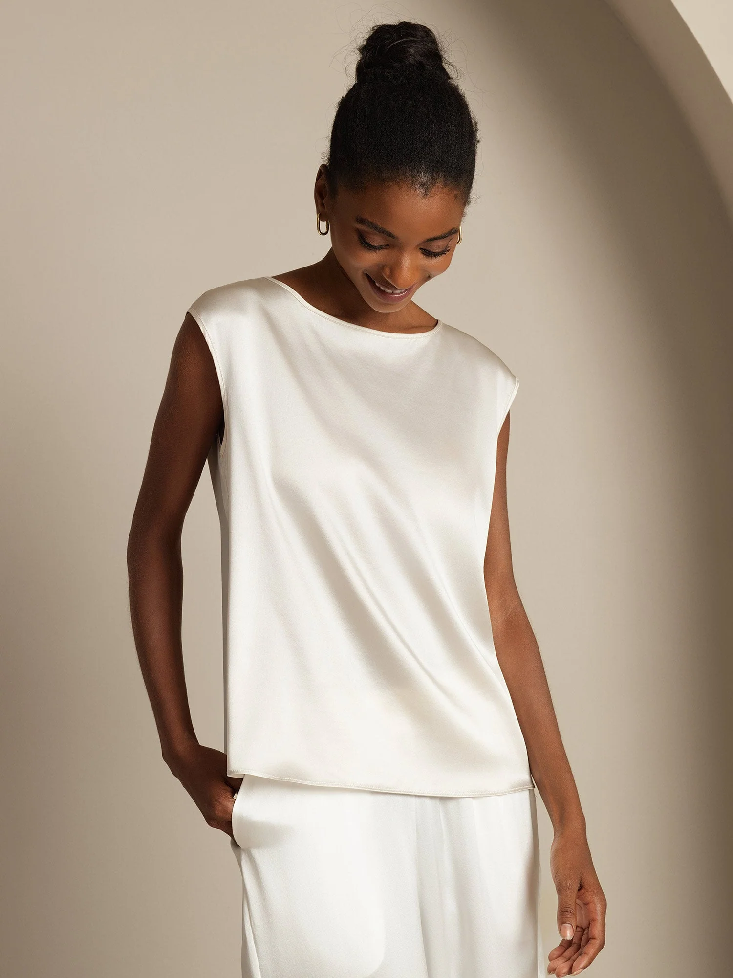 19Momme Zijde Kap Mouw Tanktop - Image 27