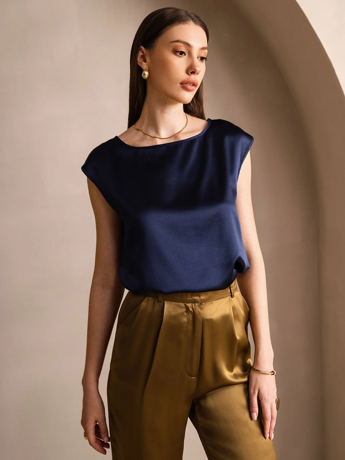 19Momme Zijde Kap Mouw Tanktop - Image 30