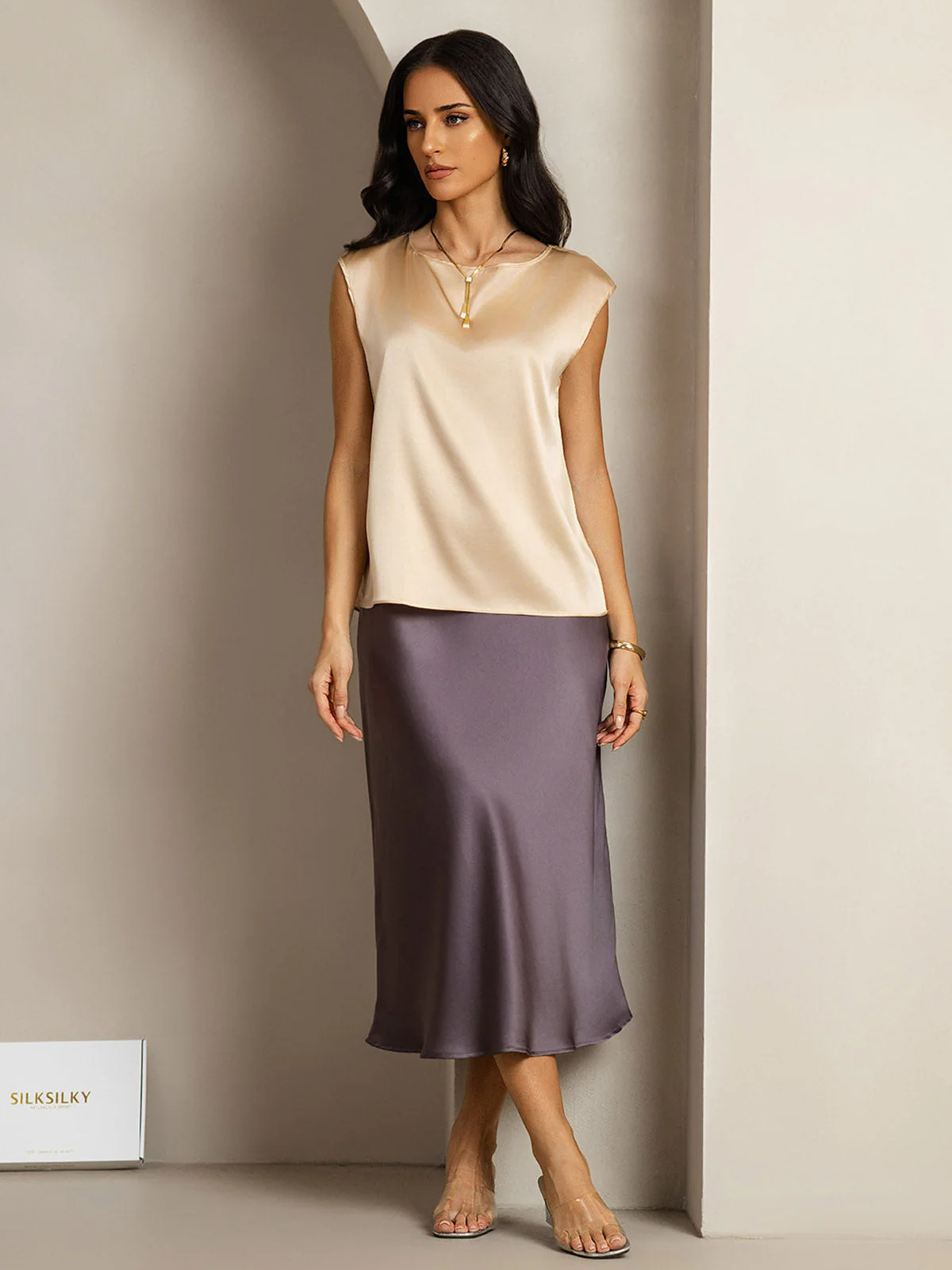 19Momme Zijde Kap Mouw Tanktop - Image 44