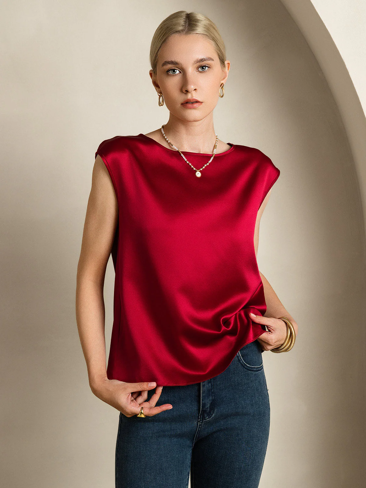 19Momme Zijde Kap Mouw Tanktop - Image 5