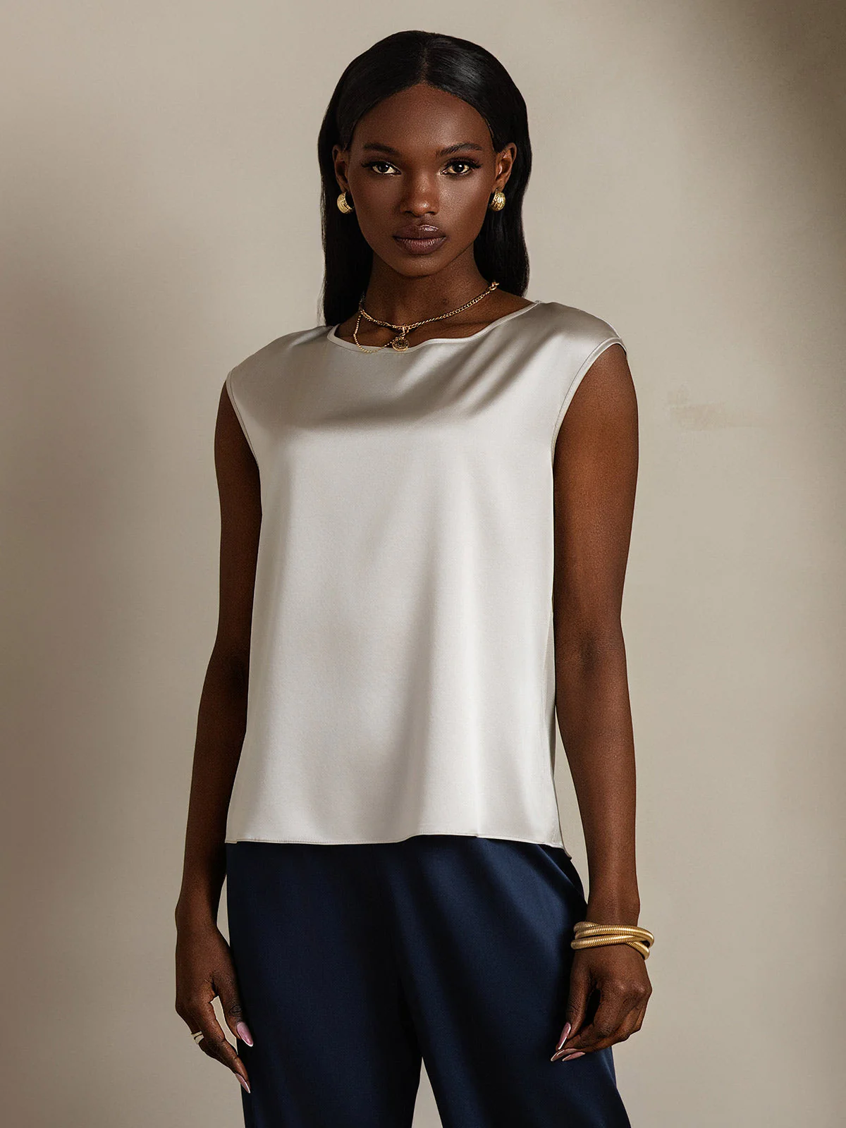 19Momme Zijde Kap Mouw Tanktop - Image 55