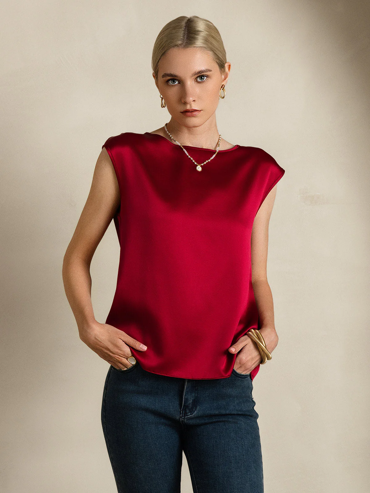 19Momme Zijde Kap Mouw Tanktop - Image 6