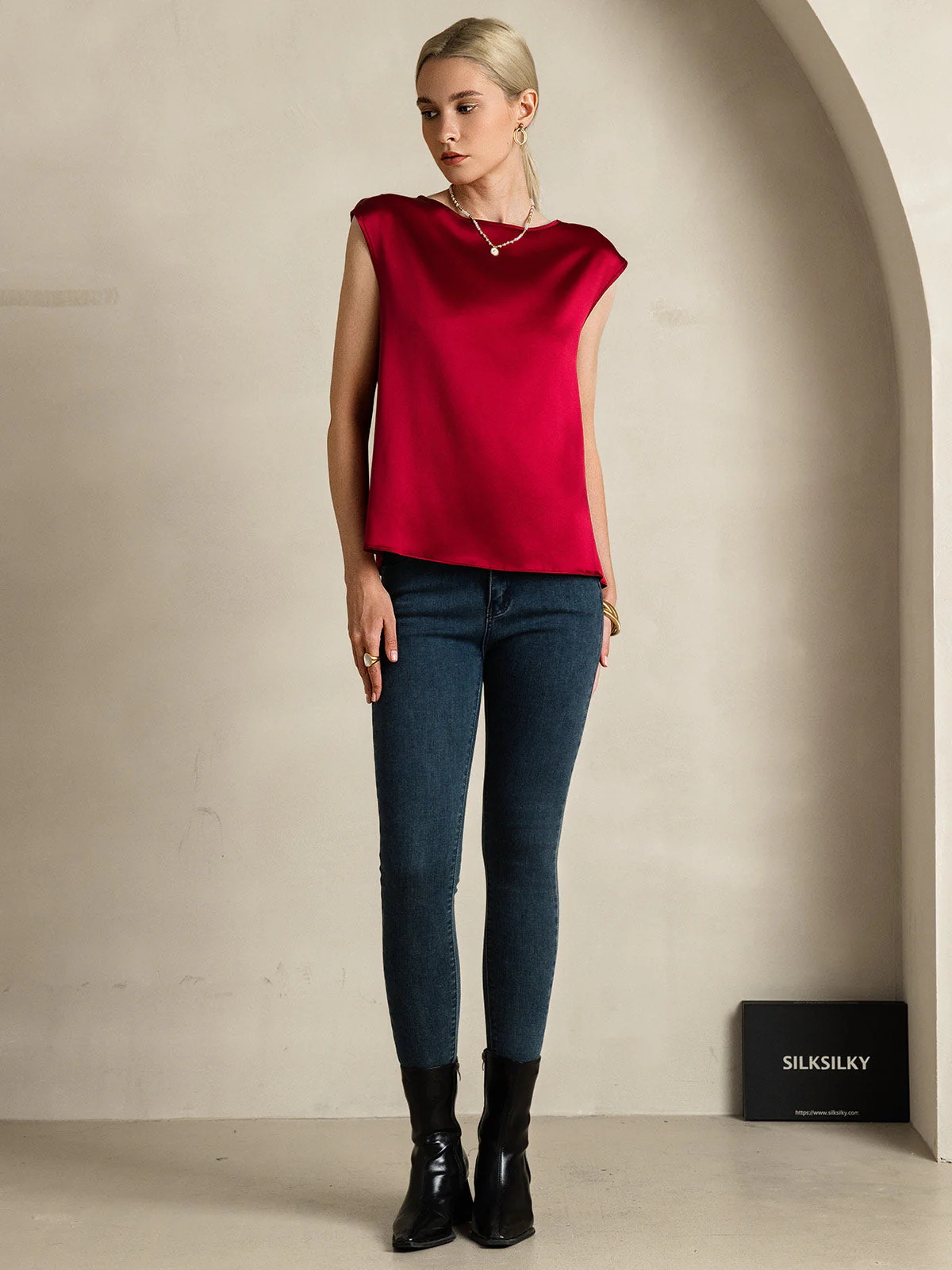 19Momme Zijde Kap Mouw Tanktop - Image 7