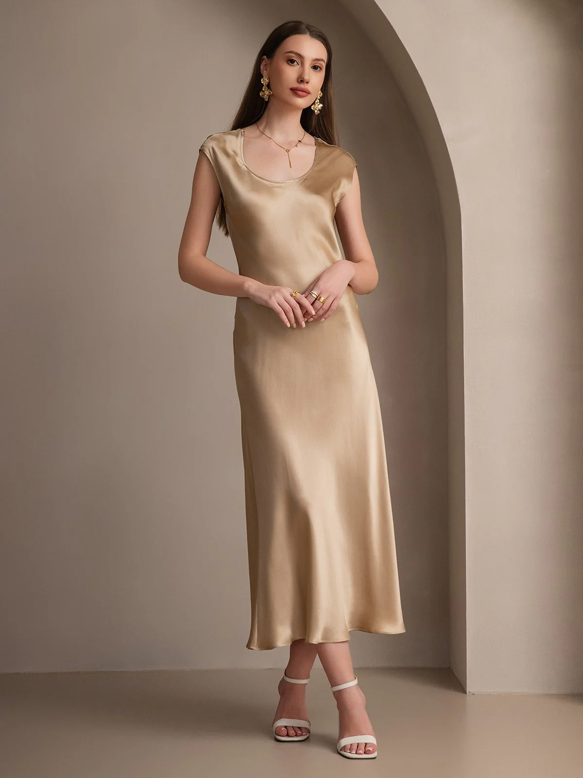 19Momme Zijde Casual Mouwloze Jurk - Image 15