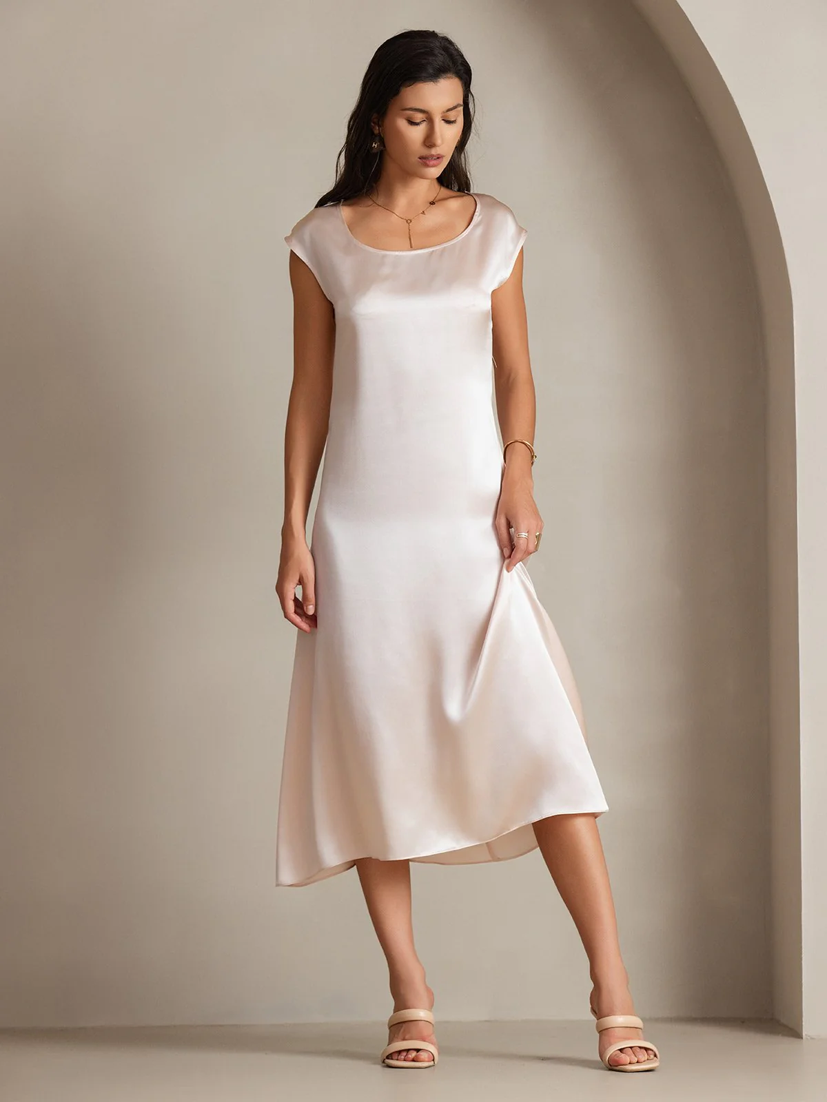 19Momme Zijde Casual Mouwloze Jurk - Image 34